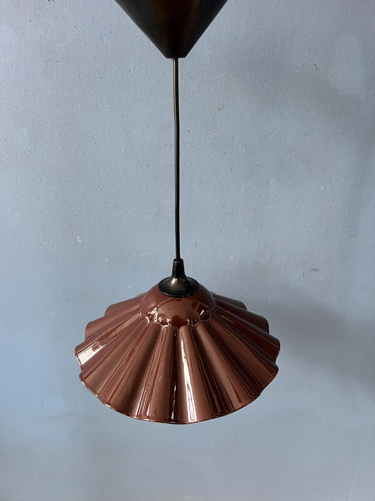 Brown Small Enamel Art Deco Style Flower Shaped Pendant Lamp