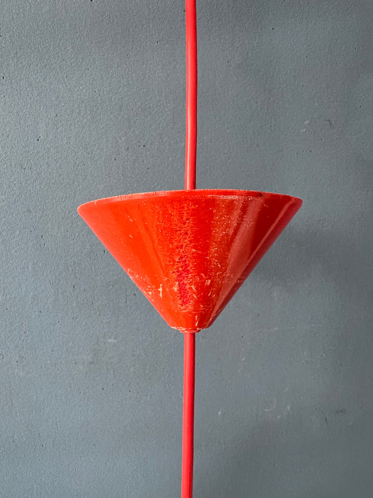 Vintage Happylight Red Metal Space Age Hanging Lamp