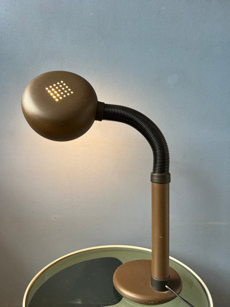 Brown Space Age Desk Lamp with Adjustable Arm