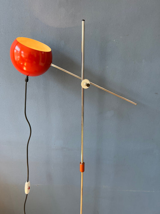 Vintage Red Floor Lamp - Eyeball - Space Age - Mid Century Standing Light