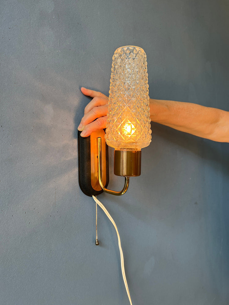 Mid Century Danish Wall Sconce Light - Scandinavian Glass Wall Lamp