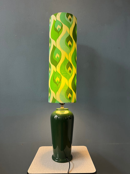 Green Vintage Space Age Table Lamp with Long Textile Shade