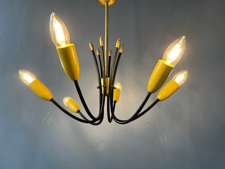 Vintage Yellow 50s Spider Pendant Lamp