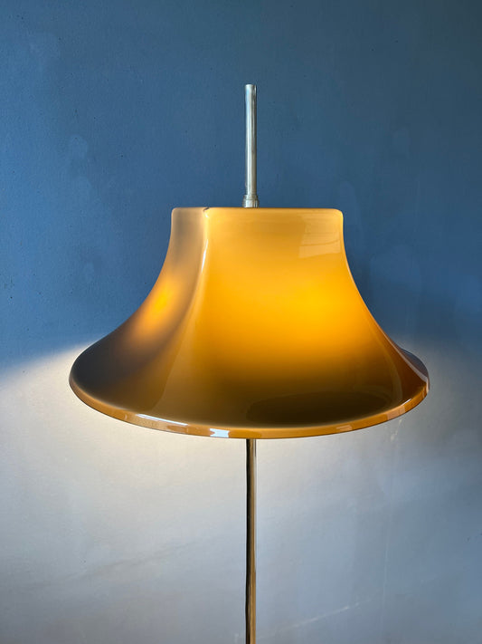 Willem Hagoort Space Age Floor Lamp with Beige Witch Hat Shade