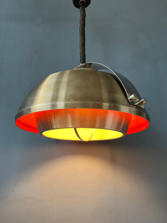 lakro pendant lamp, vintage pendant light, orange vintage lamp, space age pendant lamp