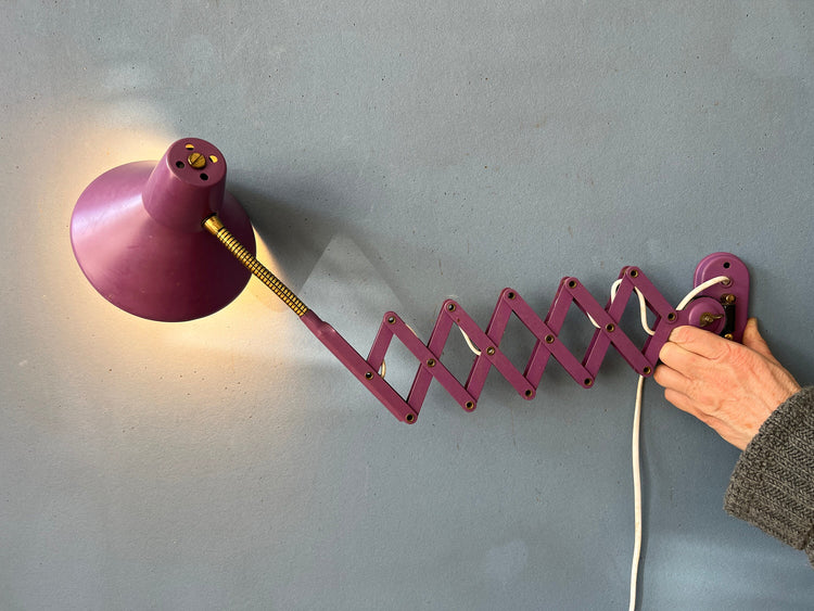Purple Vintage Space Age Scissor Wall Lamp