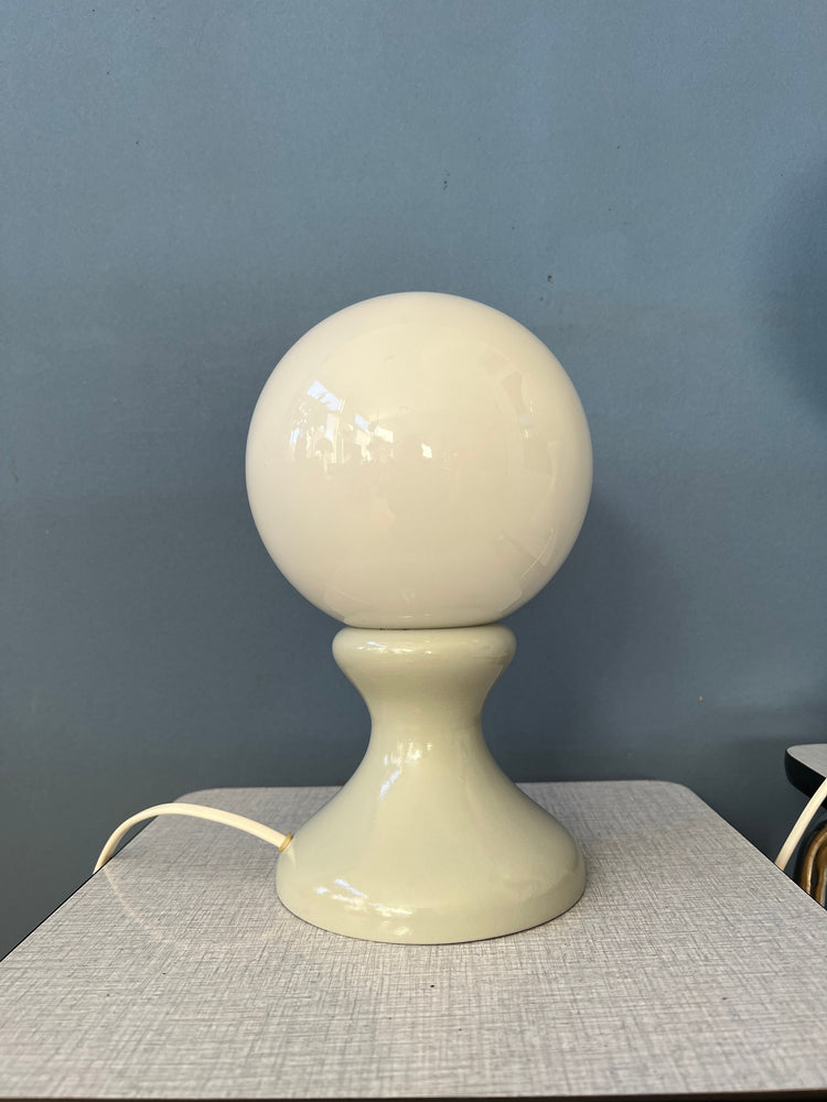 Rare Set (2) of White Space Age Milk Glass Table Lamps