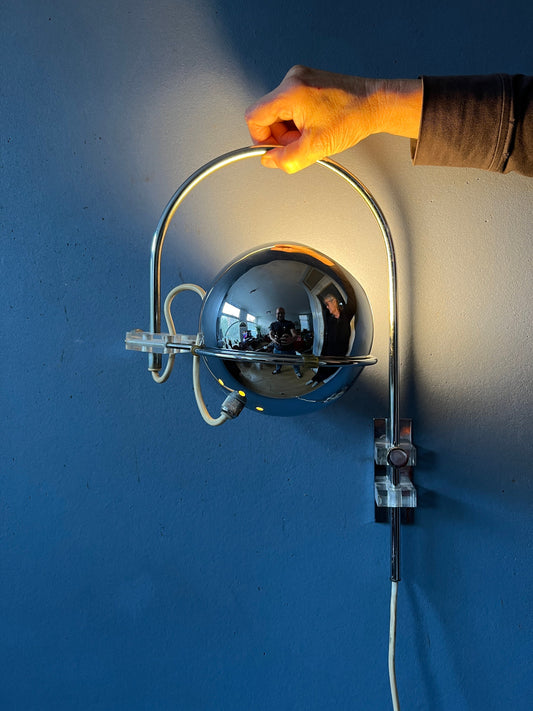 Vintage GEPO Eyeball Wall Lamp | Chrome Space Age Light | Mid Century Modern Lamp