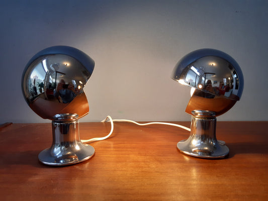 Vintage Set (2) Eclipse Table Lamps | Space Age / Eyeball Lamps