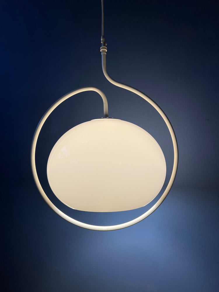 Dijkstra Space Age Hanging Lamp with White Frame and Mushroom Shade