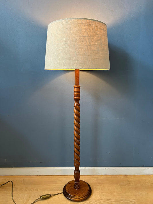 Vintage Hand Carved Wooden Floor Lamp / Mid Century Lamp / Teak Lamp