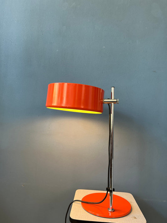 Orange Anvia Flexible Table Lamp | Space Age Desk Lamp | 70s Mid Century Red Light