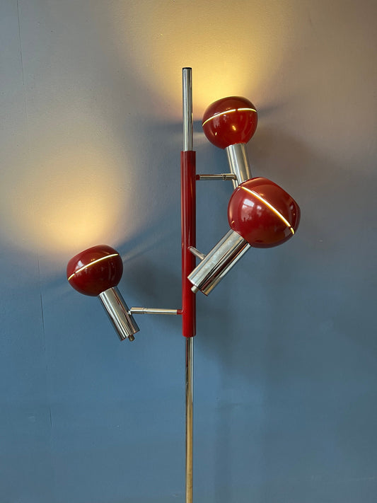 Vintage Wilko Eyeball Floor Lamp in Bordeaux Red | Space Age Lamp