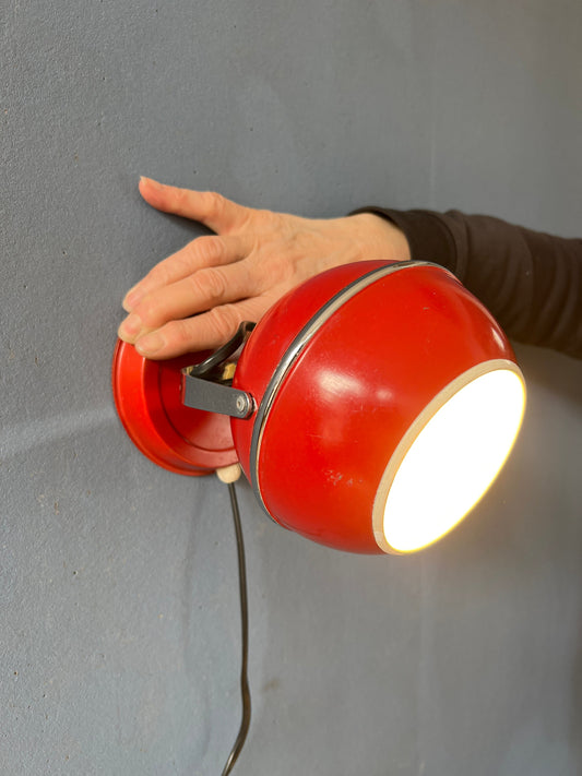 Red Mid Century Space Age Eyeball Wall Lamp