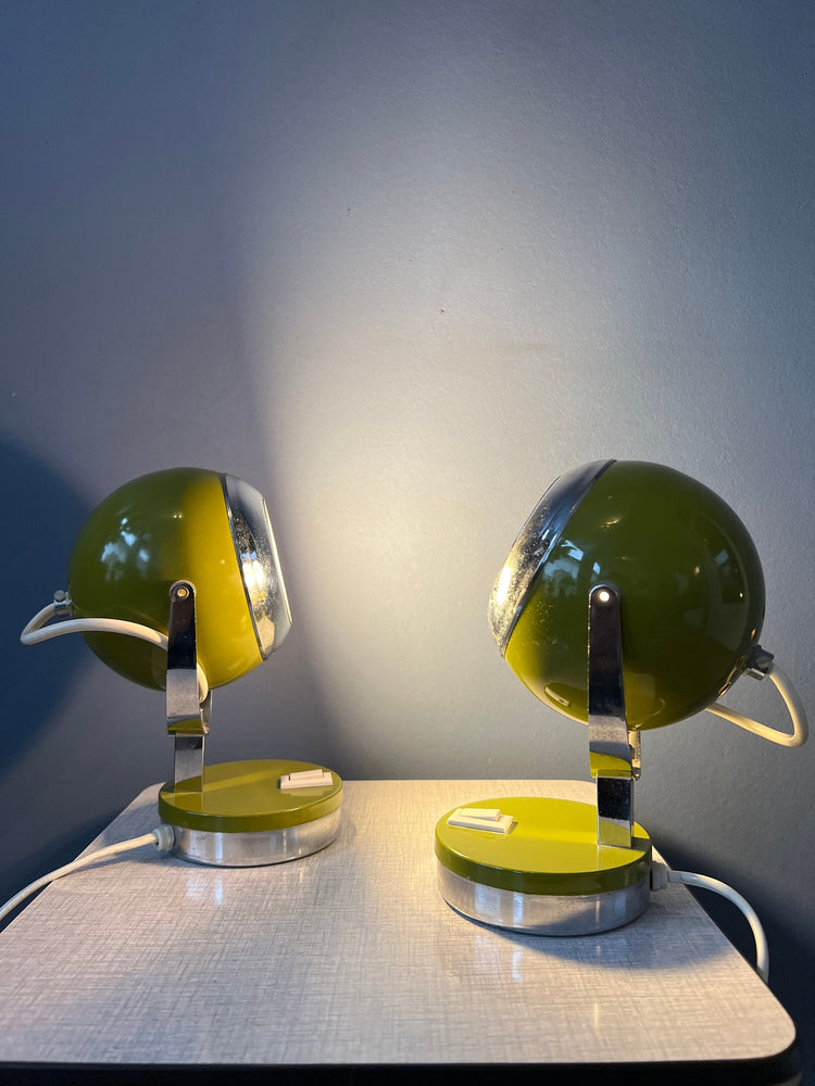 Set (2) of Green Space Age Eyeball Table Lamps