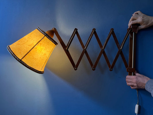 Teak Wood Scissor Wall Light