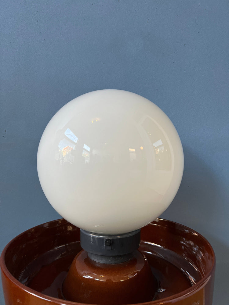 Big West Germany Ceramic Table Lamp with Glass Shade