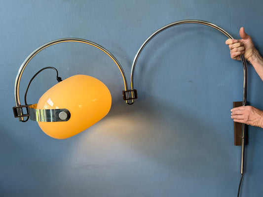 double arc wall lamp, dijkstra wall lamp, mushroom lamp, vintage wall lamp, space age arc lamp