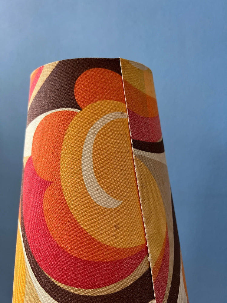 Vintage Orange Space Age Table Lamp with Ceramic Base and Textile Shade / Mid Century Modern Desk Lamp