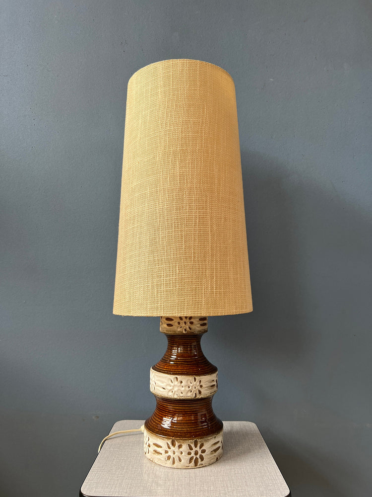 West Germany Fat Lava Ceramic Table Lamp / Mid Century German Desk Lamp