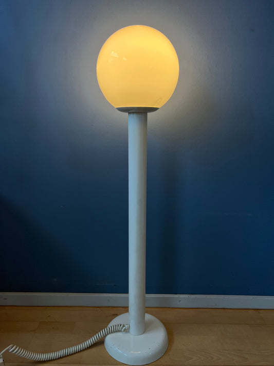 Space Age Woja Holland Floor Lamp with Glass Shade | Vintage 60s Lighting | White Retro Light