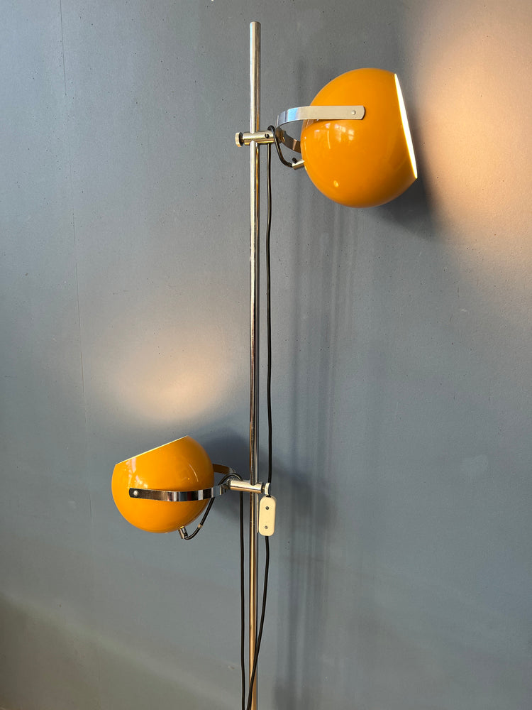 Yellow Vintage Herda Eyeball Floor Lamp | Vintage Space Age Standing Light