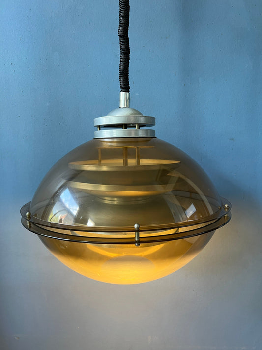 Vintage Space Age Pendant Light by Herda / Mid Century Lighting Fixture / Guzzini Style Retro Lamp