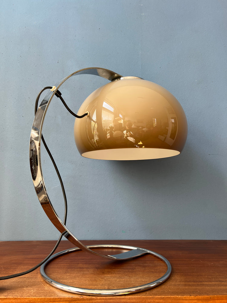 Very rare Dijkstra Mushroom Table Lamp / Space Age Desk Light / Mid Century Modern Lighting / Chrome 70s