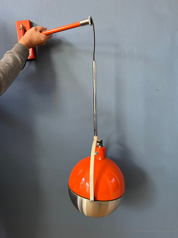 Orange Mid Century Eyeball Wall Lamp / Fishing Rod Light