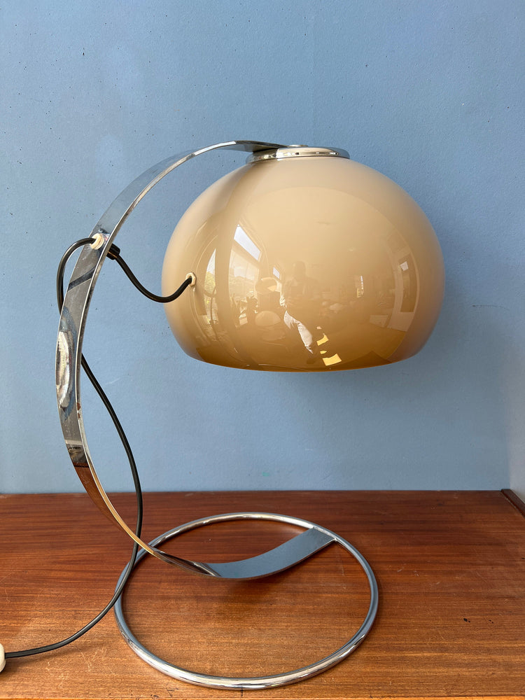 Very rare Dijkstra Mushroom Table Lamp / Space Age Desk Light / Mid Century Modern Lighting / Chrome 70s