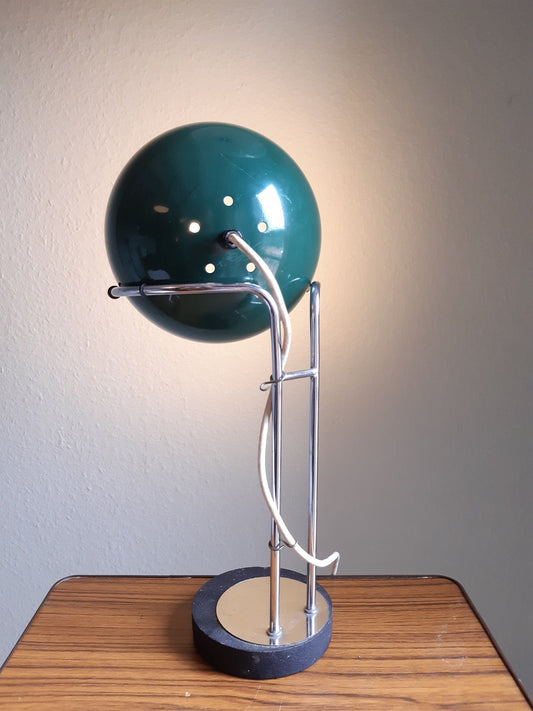 herda eyeball lamp, eyeball table lamp, green desk lamp, vintage eyeball lamp