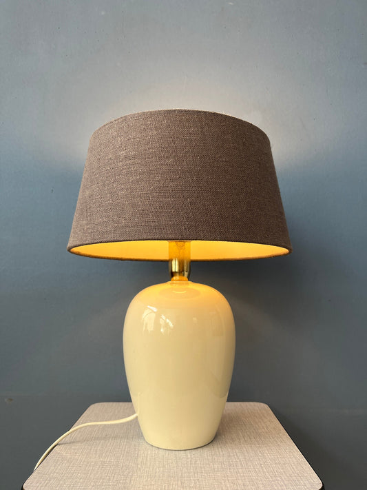 French Bohemian Terracota Table Lamp with Gray/Brown Riviera Maison Shade