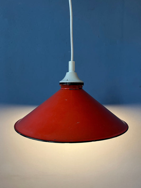 Small Vintage Red Metal Hanging Lamp