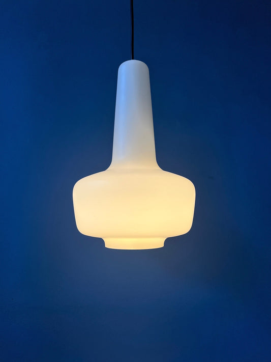 Fog & Mørup White Kreta Pendant Lamp / Holmegaard Mid Century Glass Light Fixture