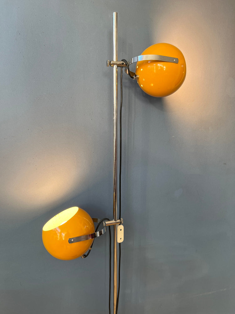 Yellow Vintage Herda Eyeball Floor Lamp | Vintage Space Age Standing Light