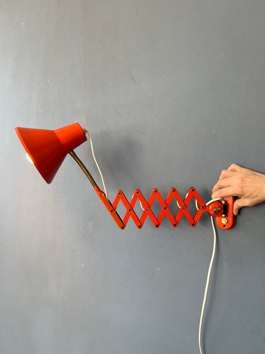 Mid Century Red Vintage Scissor Wall Lamp