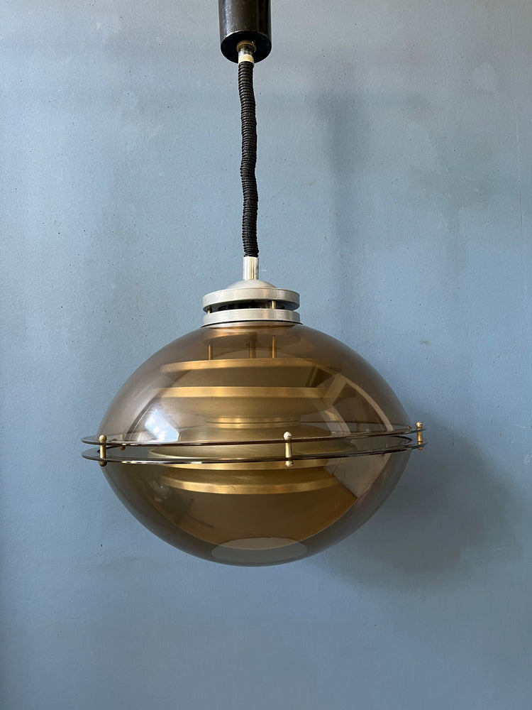 Vintage Space Age Pendant Light by Herda / Mid Century Lighting Fixture / Guzzini Style Retro Lamp