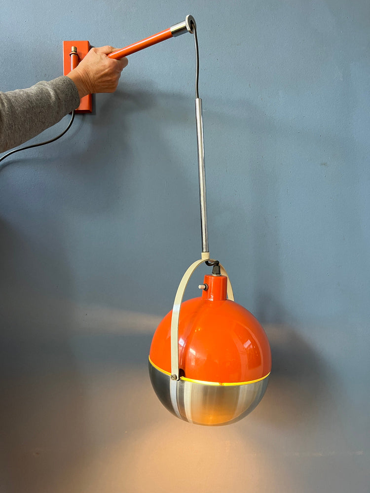 Orange Mid Century Eyeball Wall Lamp / Fishing Rod Light