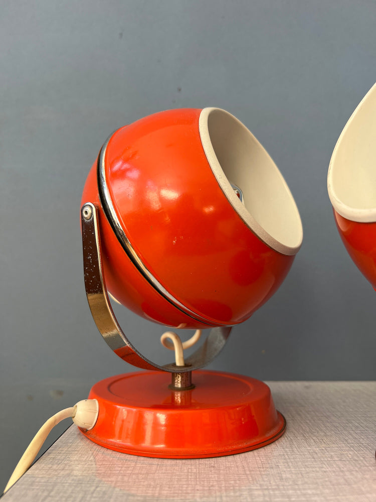 Red Space Age Eyeball Wall Lamps (or Desk Lamps)