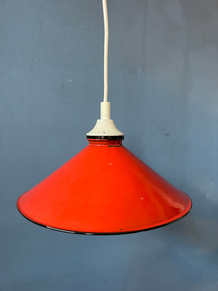 Small Vintage Red Metal Hanging Lamp