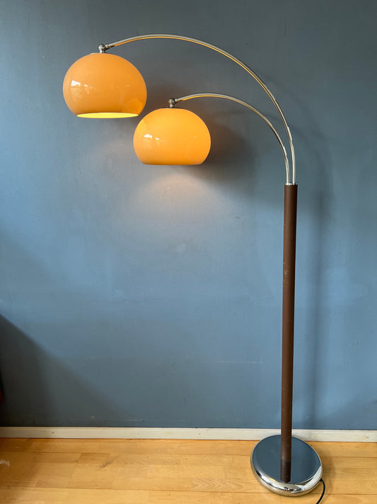 Vintage Dijkstra Double Arc Mushroom Floorlamp | Space Age Lighting | Retro 70s Standing Light