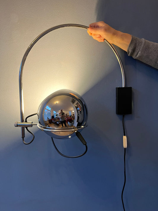 Chrome GEPO Space Age Eyeball Arc Wall Lamp