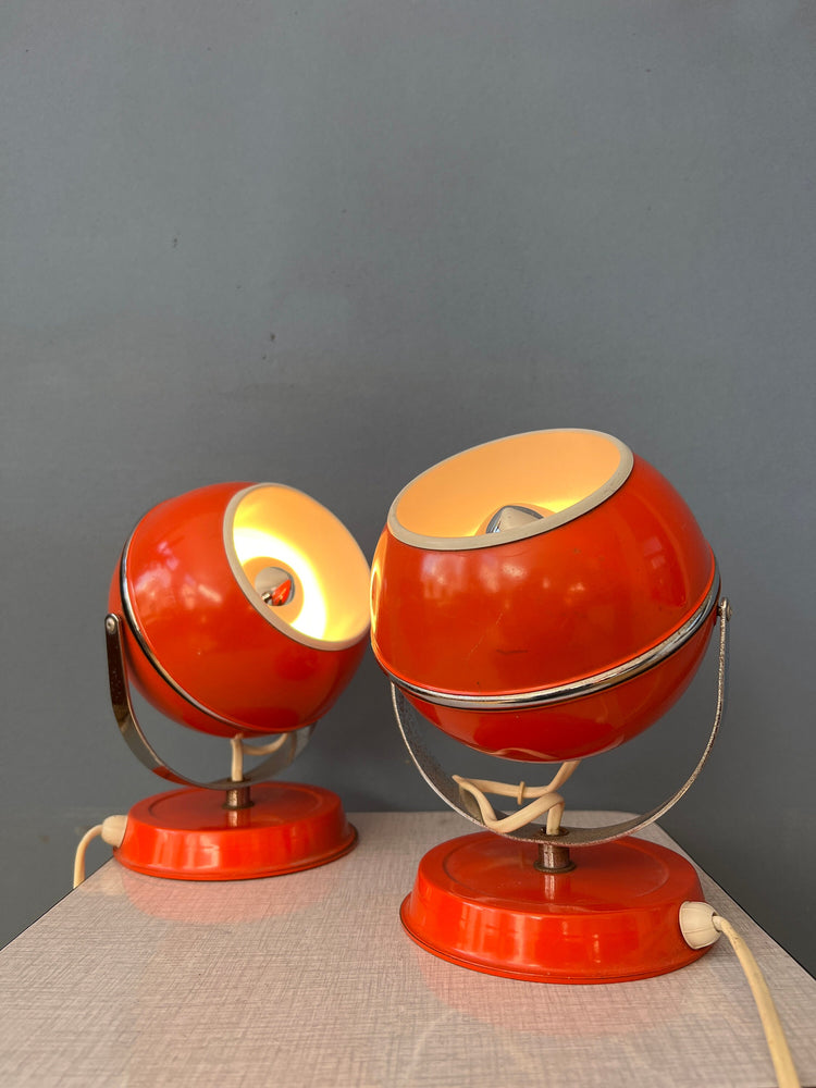 Red Space Age Eyeball Wall Lamps (or Desk Lamps)