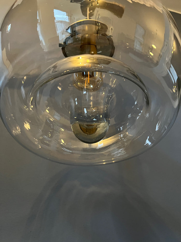 Vintage Doria Leuchten Glass Pendant / Mid Century Modern Lamp