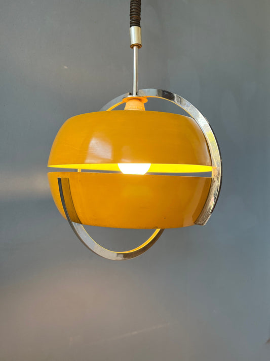 Mid Century Space Age Pendant Light in Yellow by Anvia | Vintage Ceiling Lamp | 70s Retro Lighting