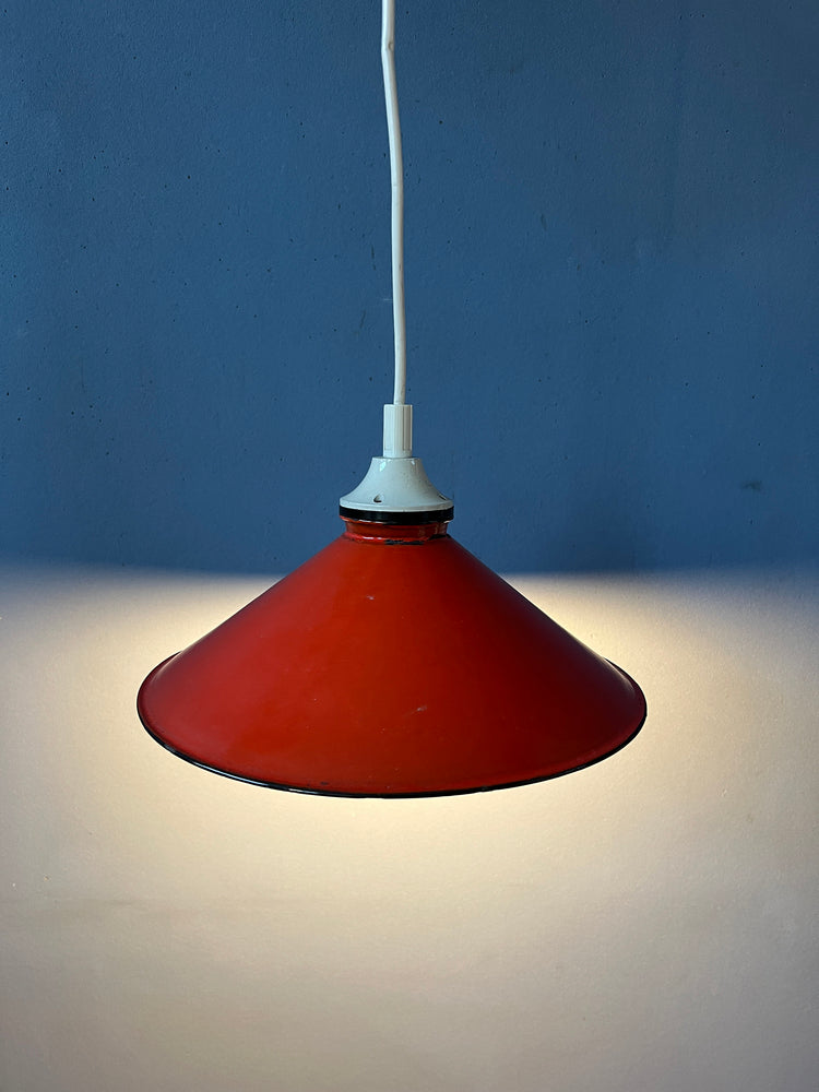 Small Vintage Red Metal Hanging Lamp