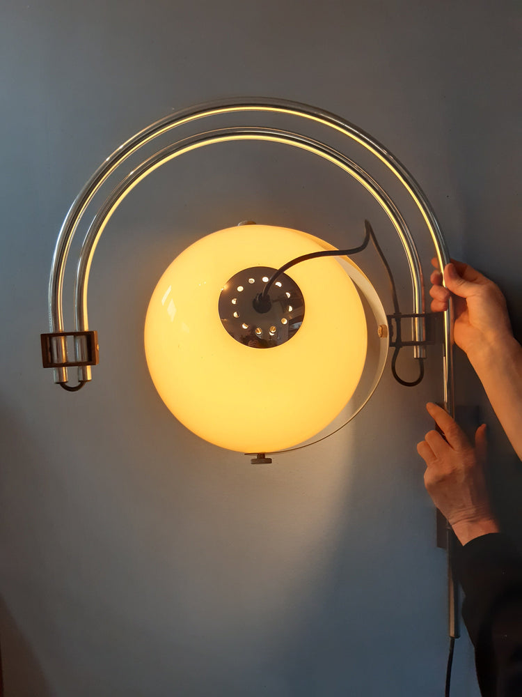 Vintage Dijkstra Double Arc Mushroom Wall Lamp | Space Age Lamp