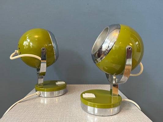 Set (2) of Green Space Age Eyeball Table Lamps