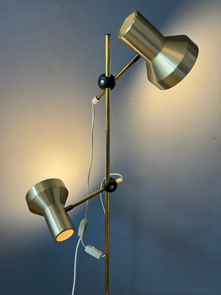 Mid Century Floor Lamp with Aluminium Spots / Space Age Standing Light