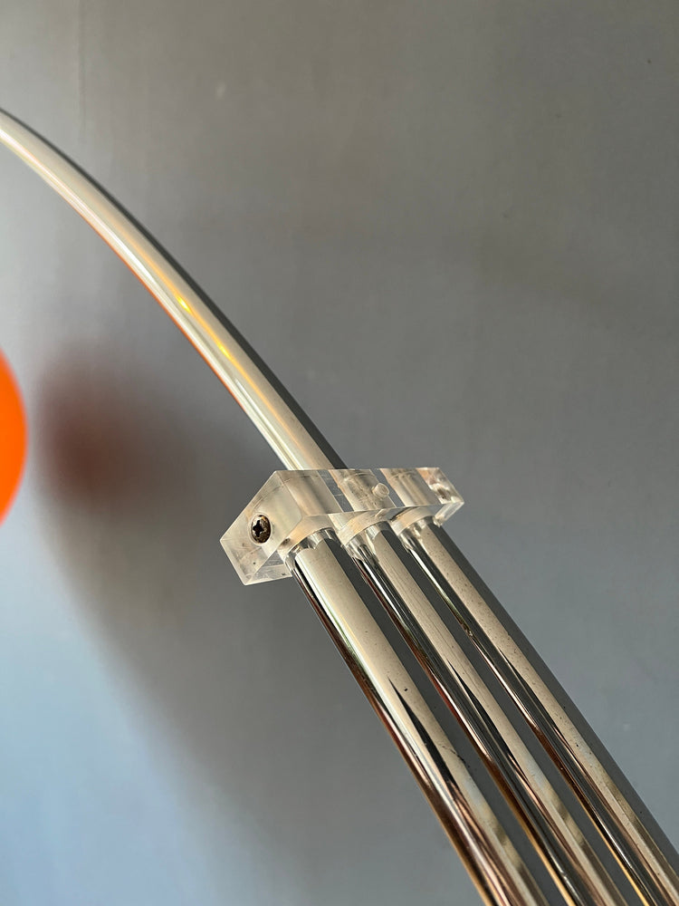 Vintage Arc Floor Lamp | Goffredo Reggiani Lamp | Orange Guzzini Style Floor Light | Space Age Lamp / Mid Century